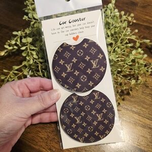 Brown Patterned Car Coasters